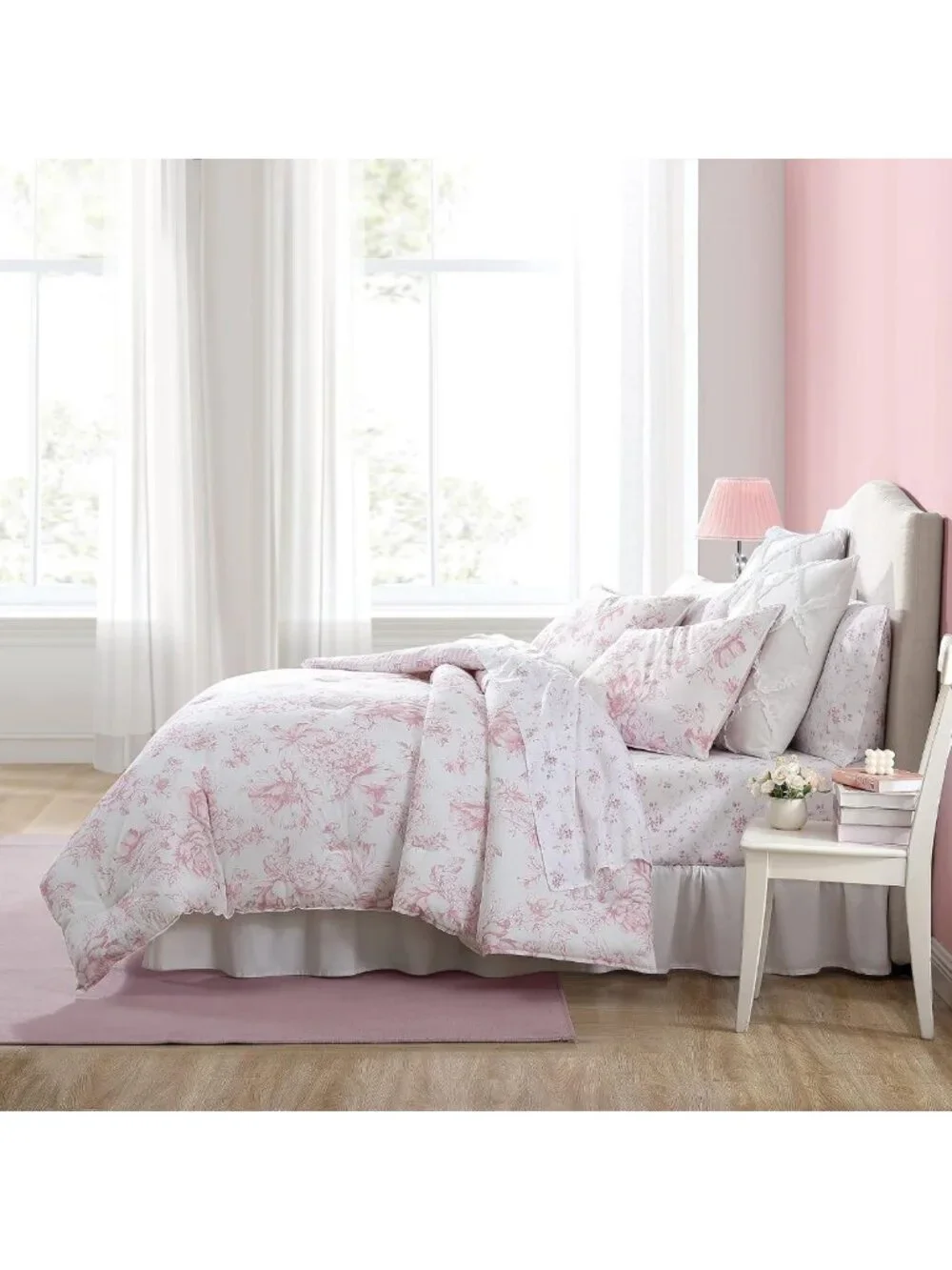 Reversible Twin Comforter Set with Shams, Soft Cotton Bedding, Cozy Home Decor